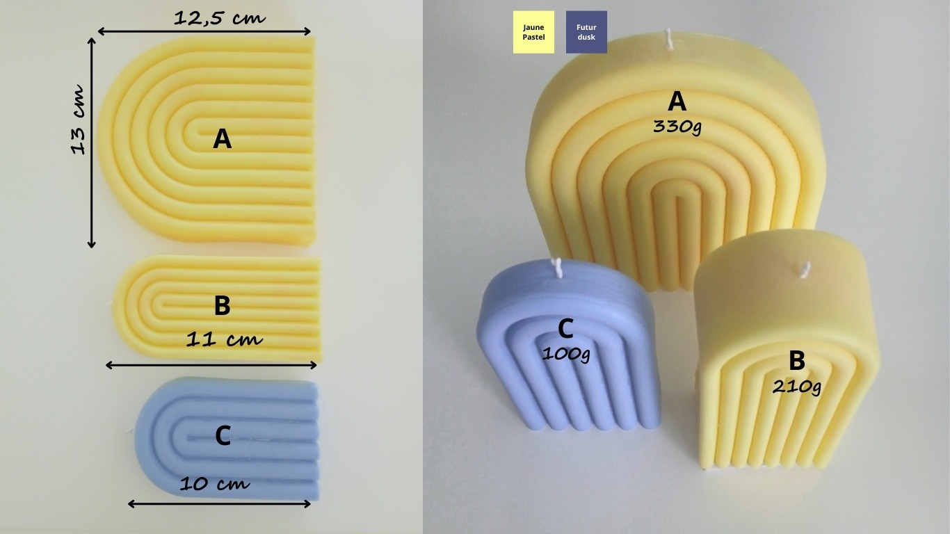 100% natural pastel yellow and future dusk arch candle from eclatdeluciole.fr