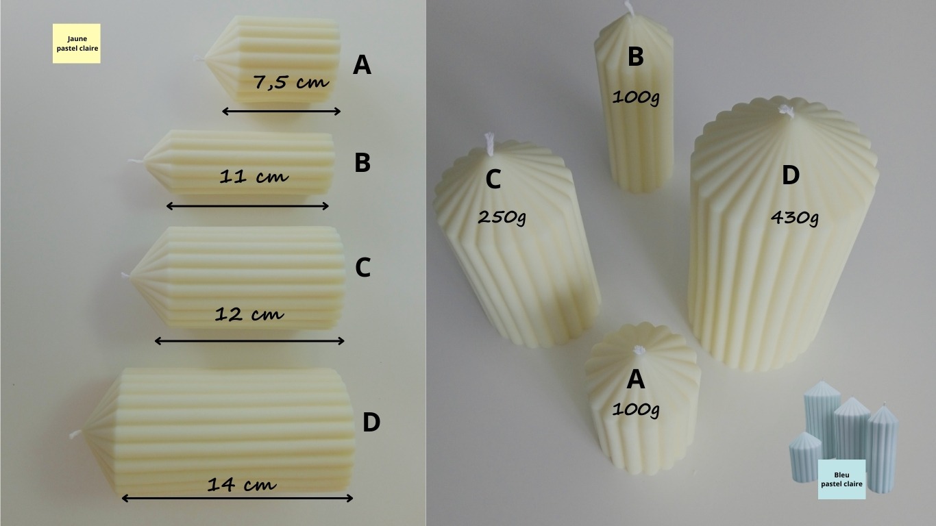 100% natural light pastel yellow striped candle from eclatdeluciole.fr