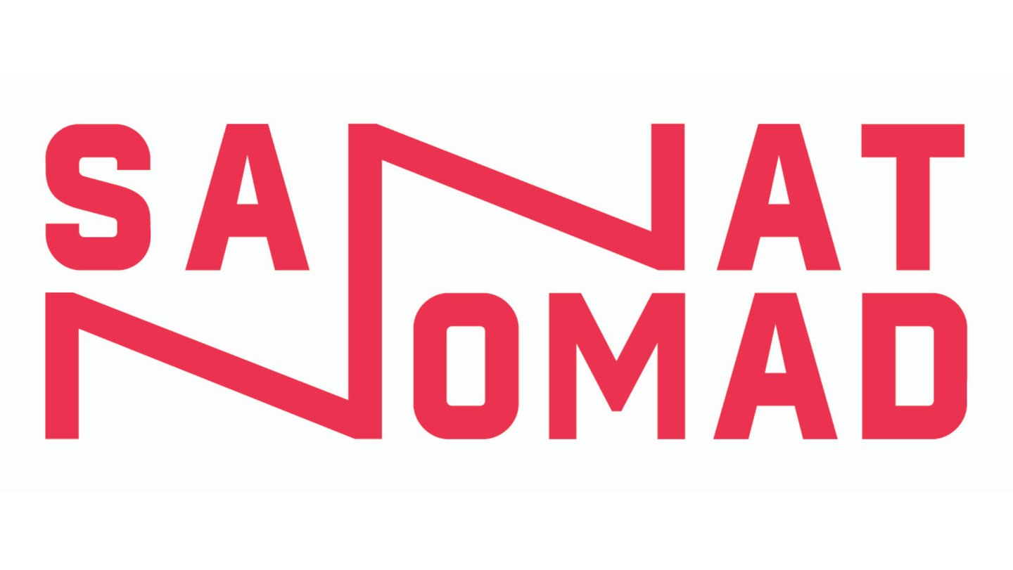 a red and white logo with the words sanatonomad