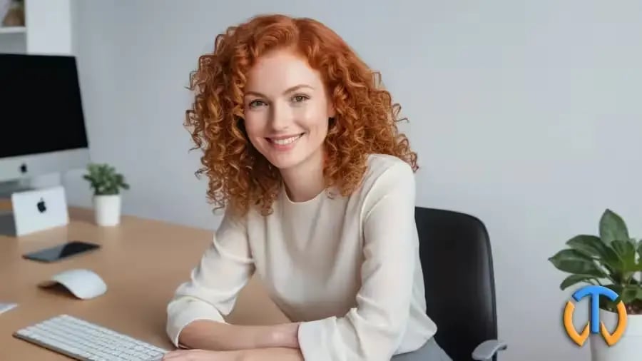 Une jolie fille rousse souriant à la caméra