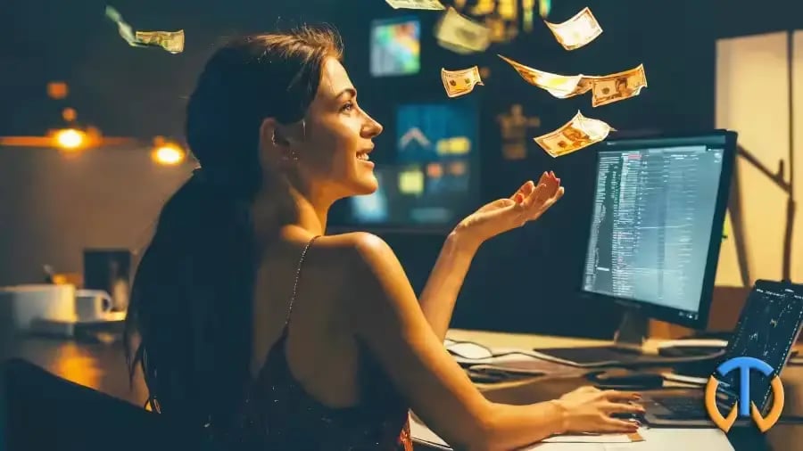 femme gagnant de l'argent en ligne