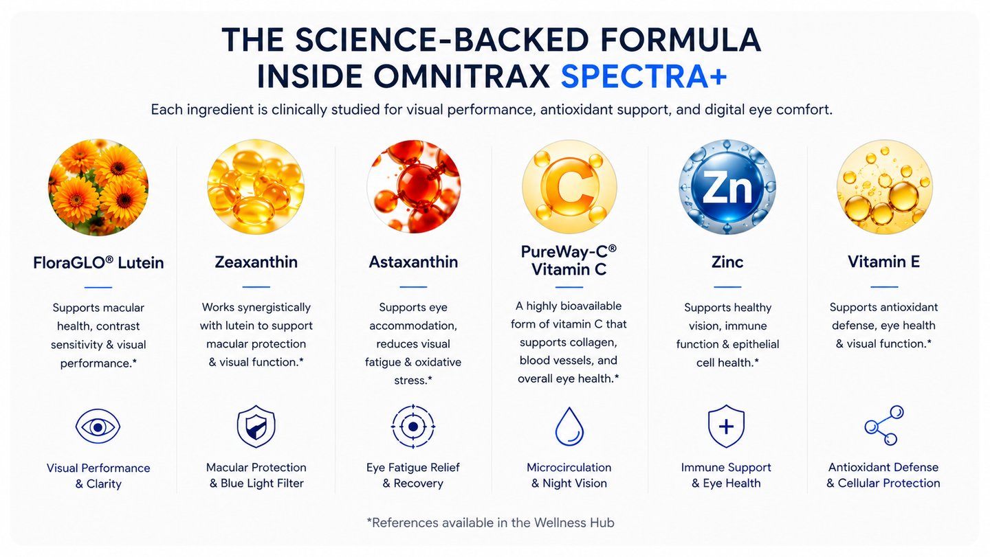 Science-backed OMNITRAX SPECTRA+ formula for modern screen wellness.