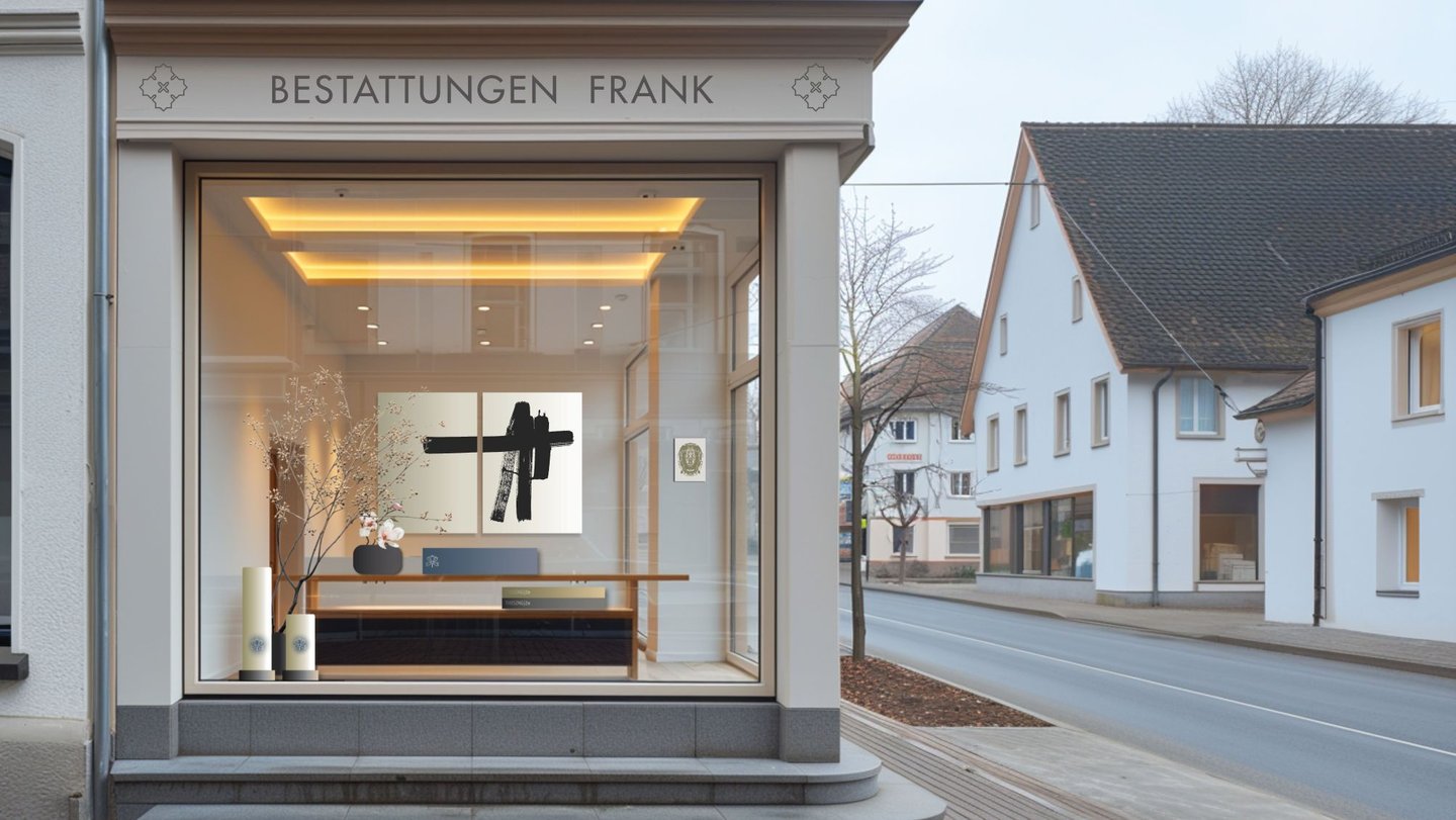 Schaufenster mit Sicht auf Plakat zur Innenraum-Dekoration.