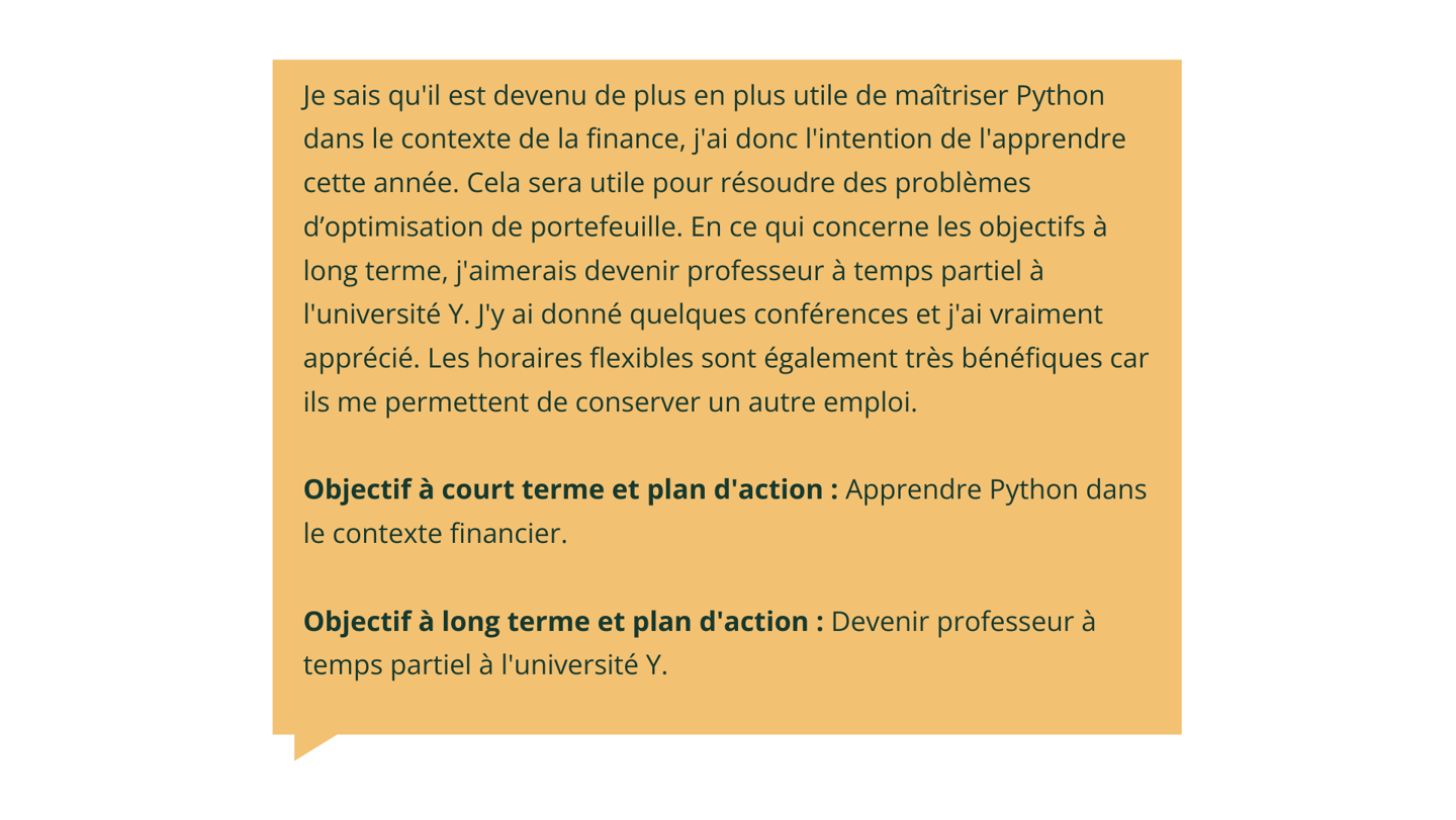 quels sont vos objectifs professionnels exemple