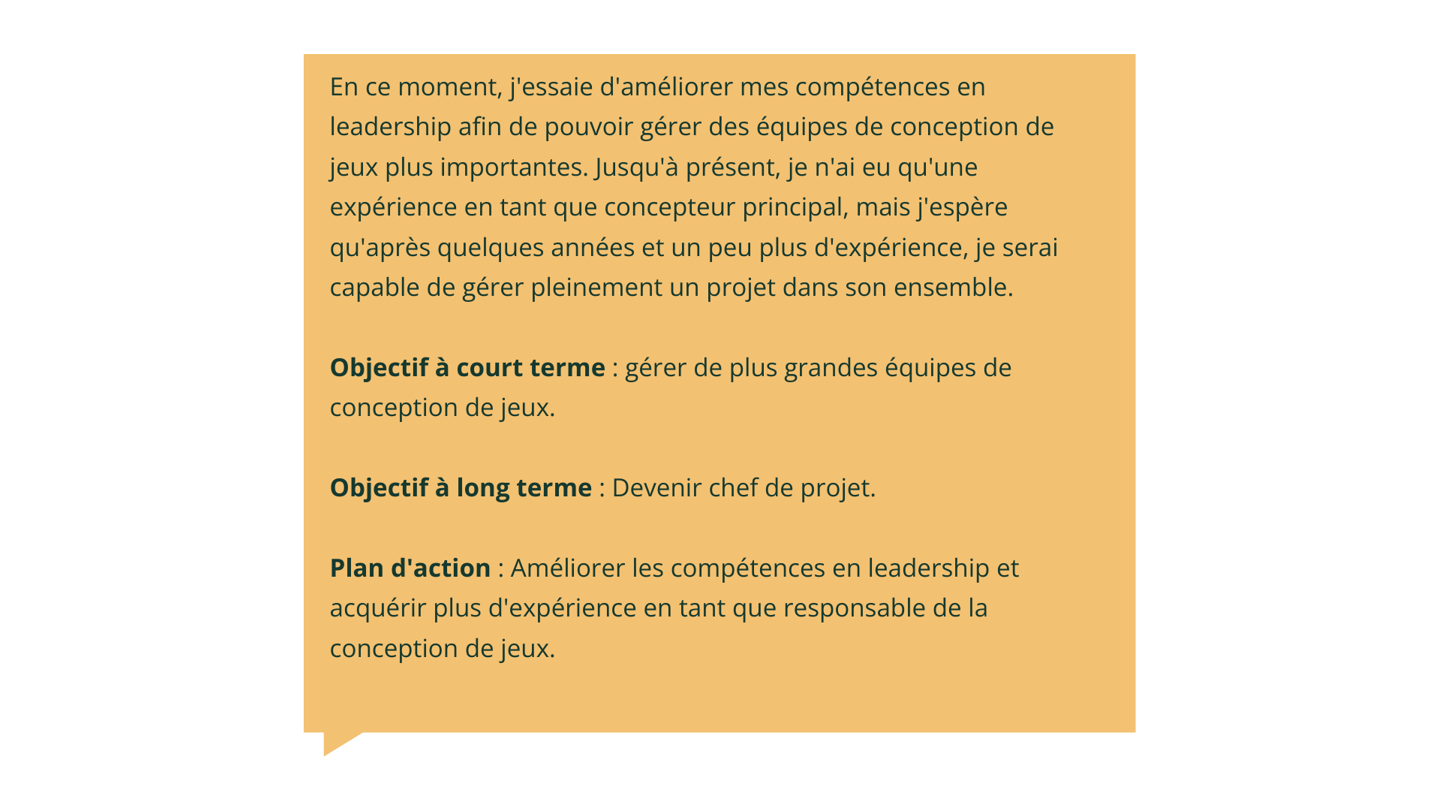 objectif personnel au travail exemple