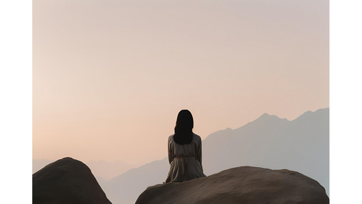 Personne en réflexion devant l'horizon métaphore questionnement  durant la crise de milieu de vie