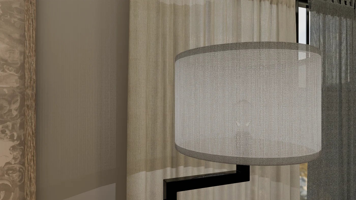 Šviesiu audiniu aptrauktas šviestuvas