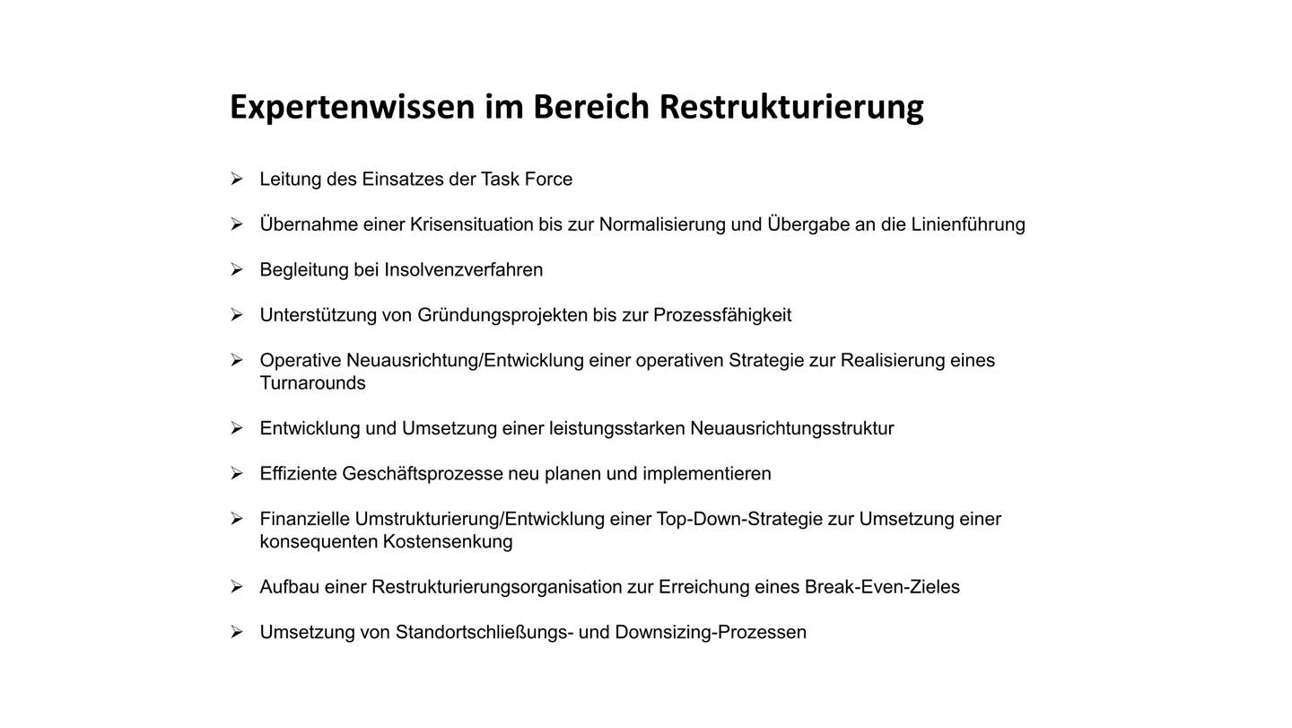 Expertenwissen im Bereich Restrukturierung
