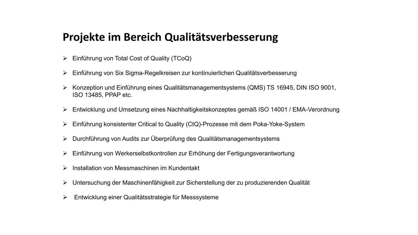 Expertenwissen im Bereich Qualitätsverbesserung