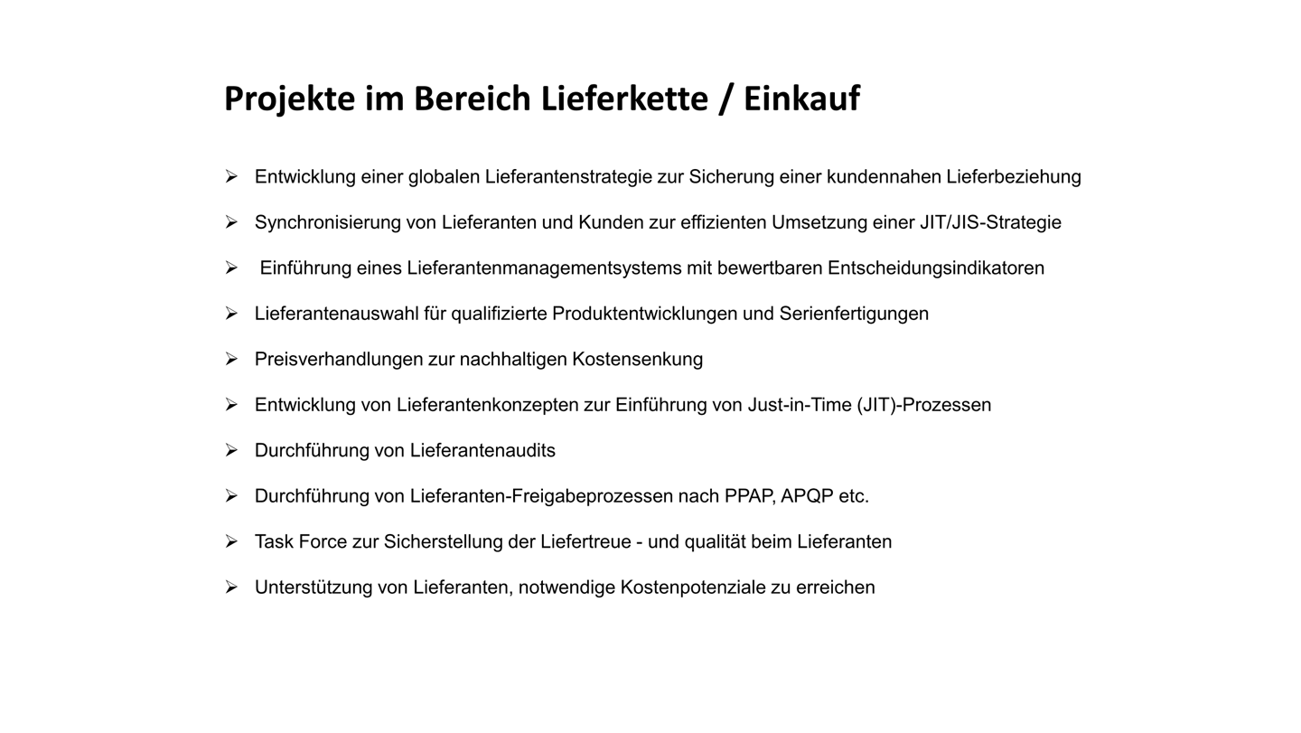 Expertenwissen im Bereich Liferkette - Einkauf