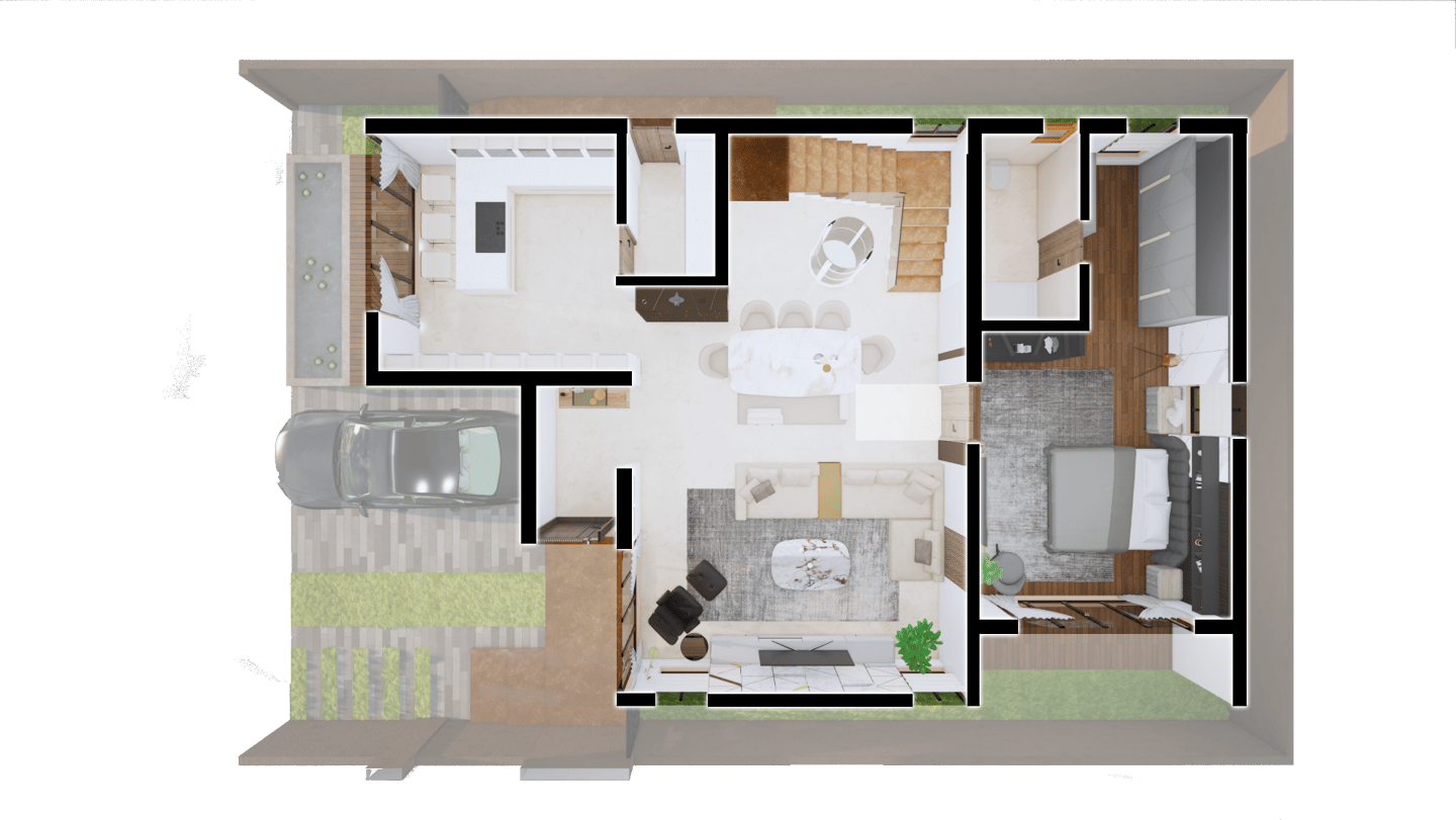 East facing Fortune Hestia villa rooftop plan with open terrace and pergola design for leisure