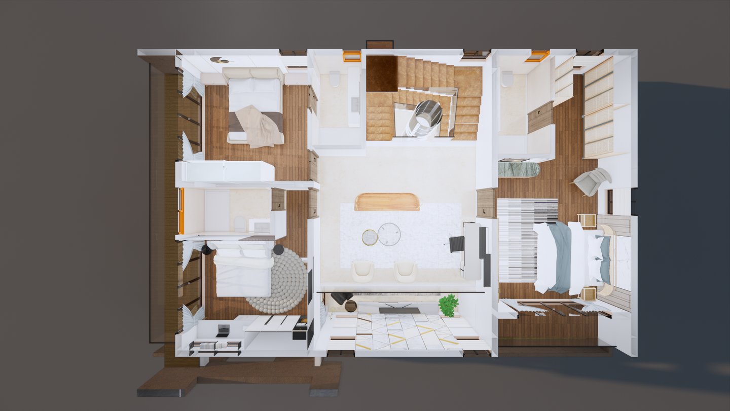 East facing Fortune Hestia villa basement plan including parking area and storage facilities