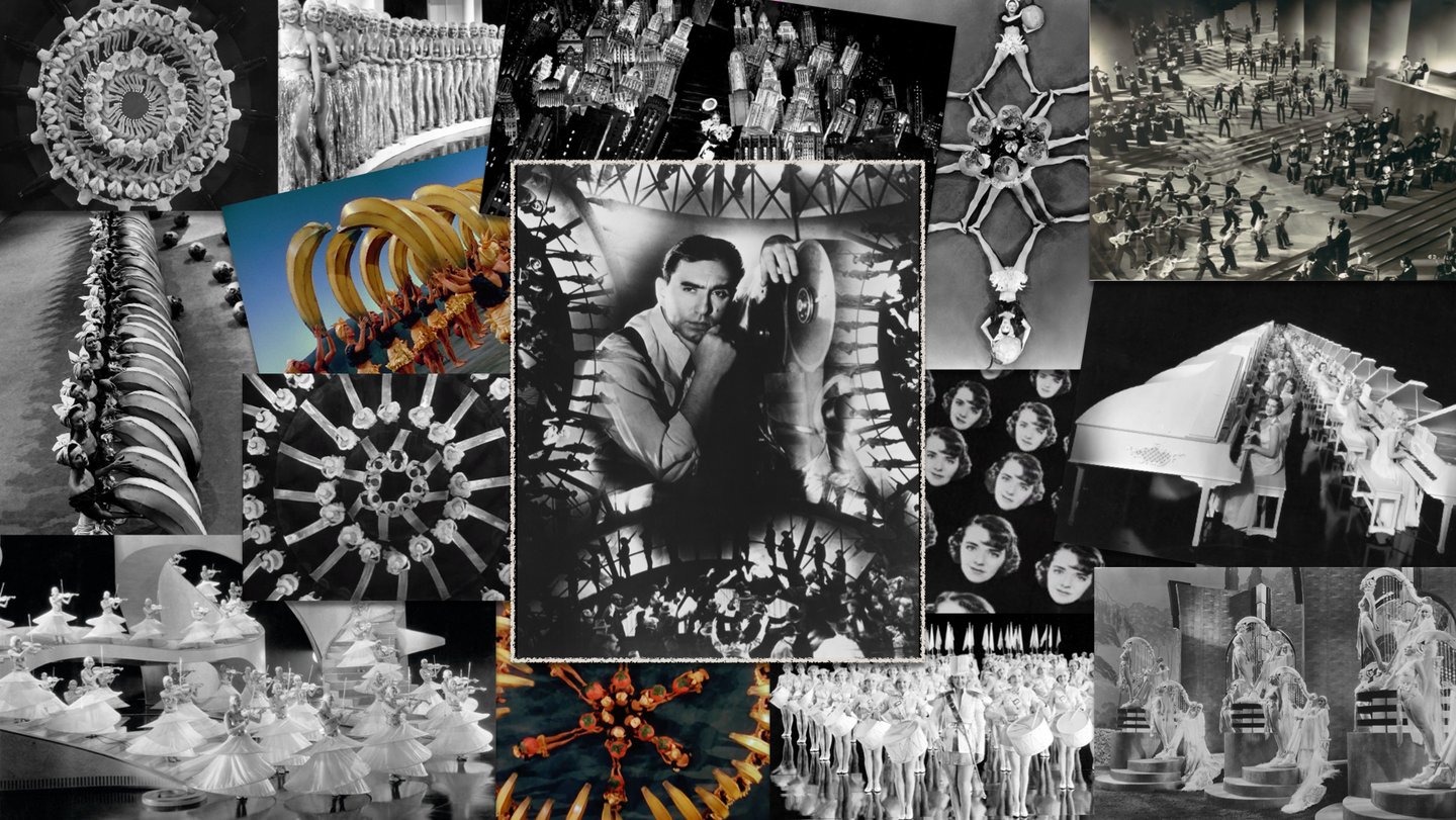 Collage of Busby Berkeley portraits and career highlights illustrating his iconic Hollywood musical 