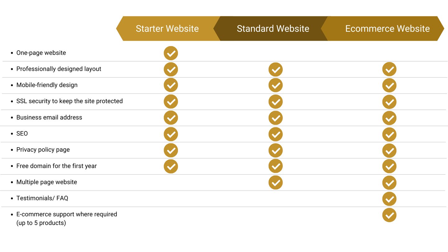 website pricing plan