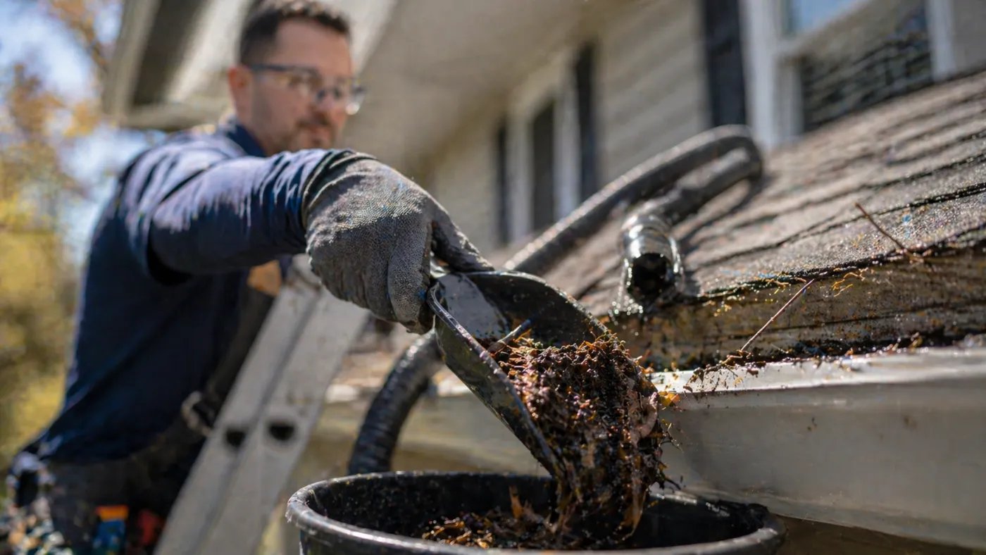 Gutter cleaning service Lakeland Florida removing debris
