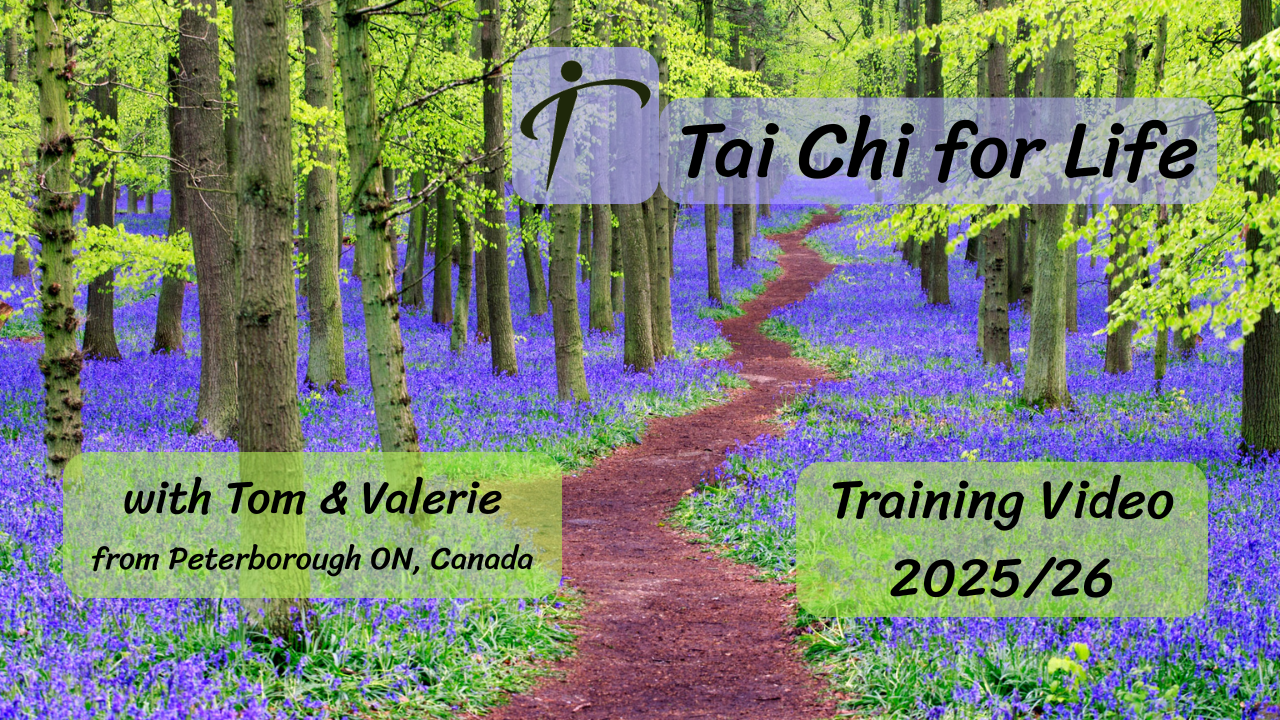 Tai Chi for Life training video title overlay showing a pathway