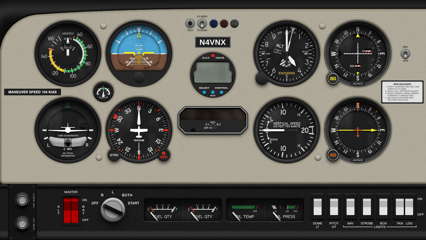 Preview of the free AVNX Cessna 152 touch panel for MSFS 2024