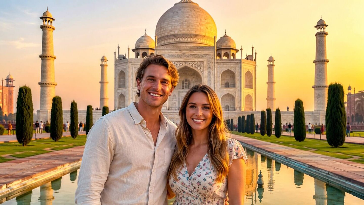 Australian couple at The Taj Mahal in Agra