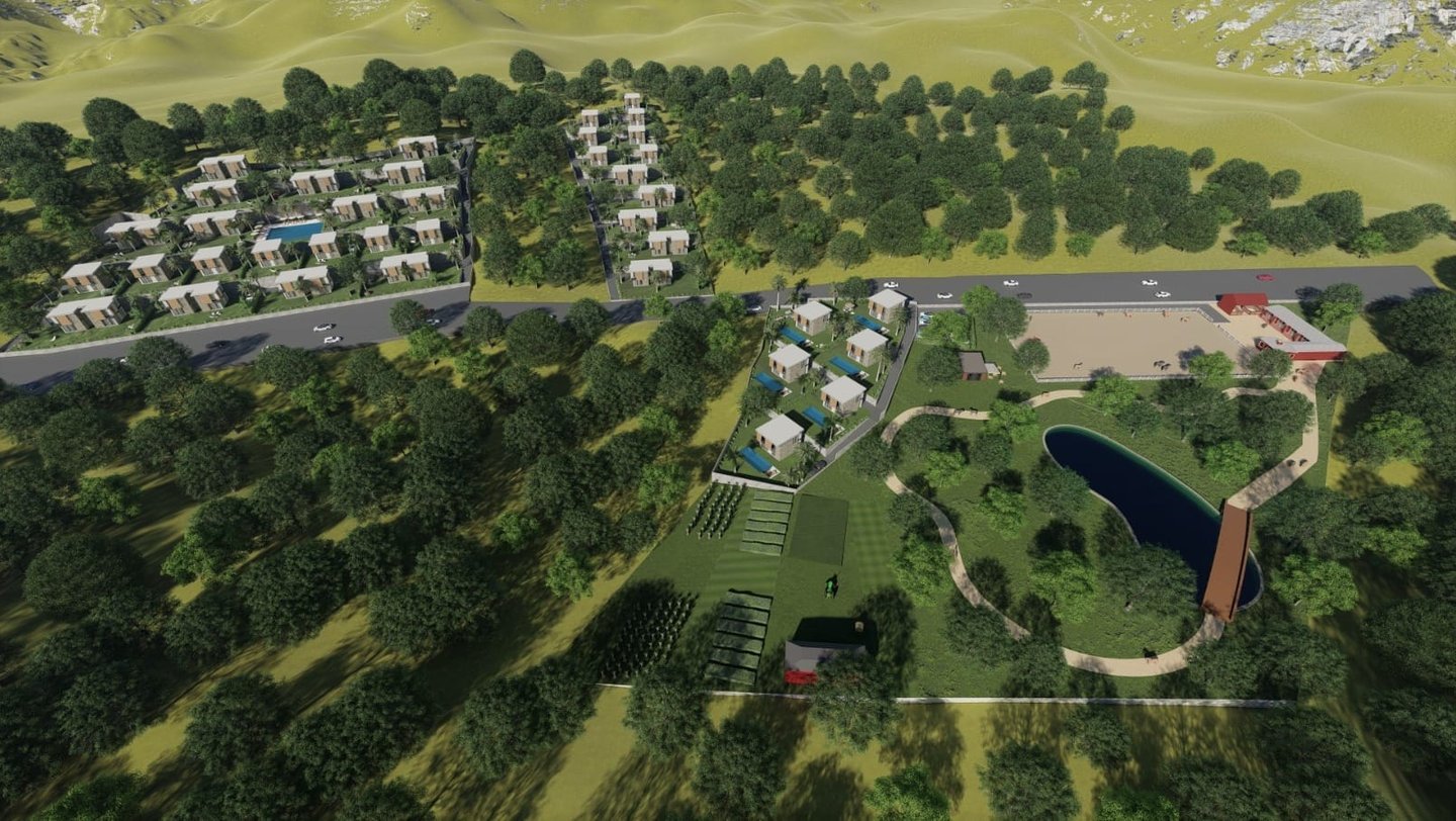 Muğla'nın Bodrum ilçesinde içerisinde at çiftliği ve müstakil evlerin bulunduğu inşaat projesi.