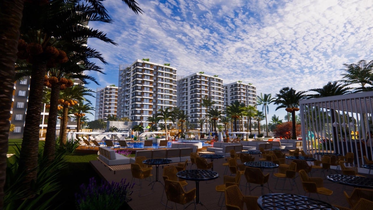 Kuzey Kıbrıs'ta bir yaşamı alanı ve insanların barınabileceği binalar olan inşaat projesi.