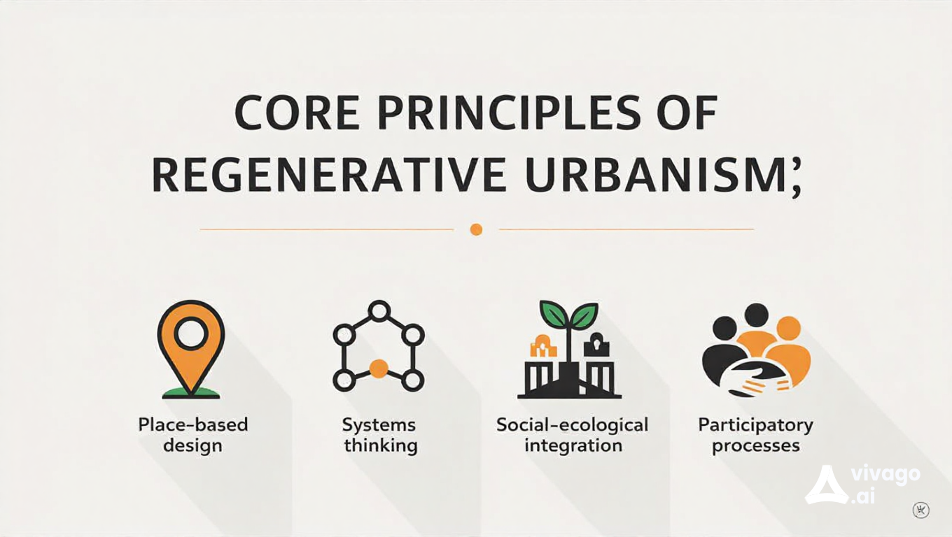 Figure 1: Core principles of regenerative urbanism based on Camrass (2021, 2023) and The Really Rege