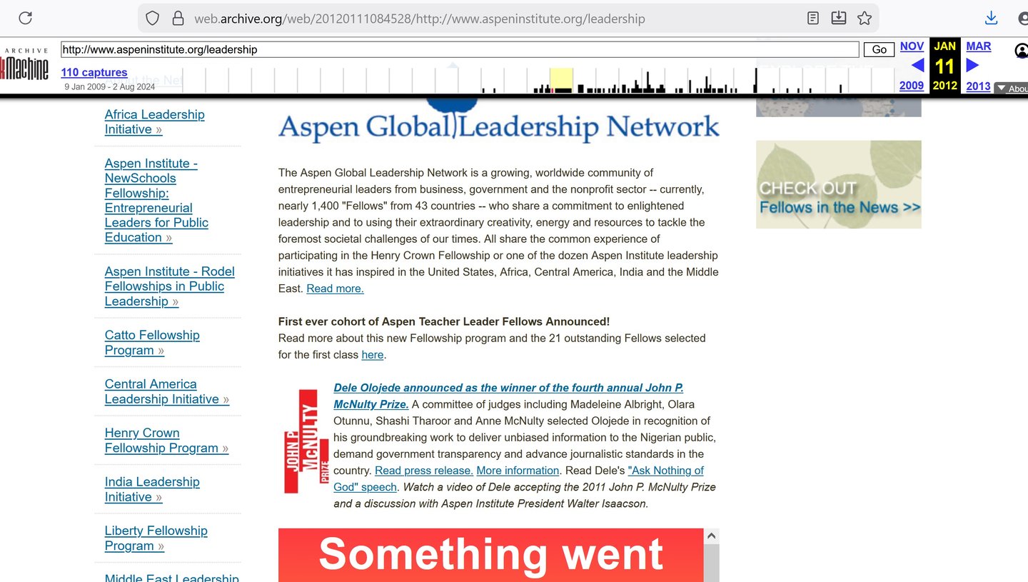 wayback machine Aspen Institute 2012