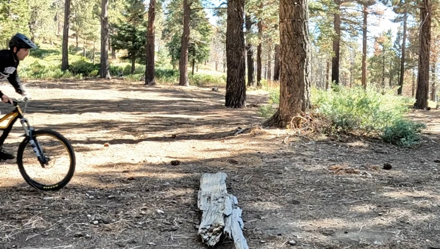 mountain biker approaching a bump jump
