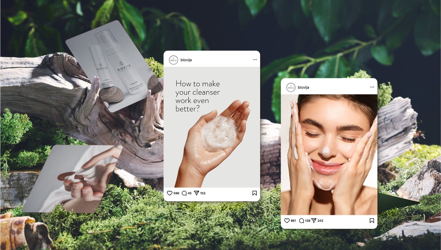 Biovija kosmetikos prekės ženklo vizualinio identiteto dizaino pavyzdžiai