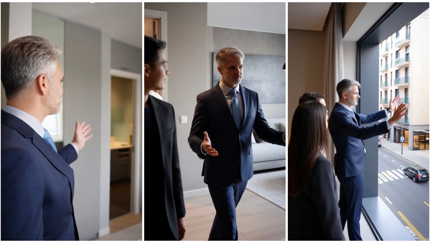 a man in a suit and tie is standing in front of a window