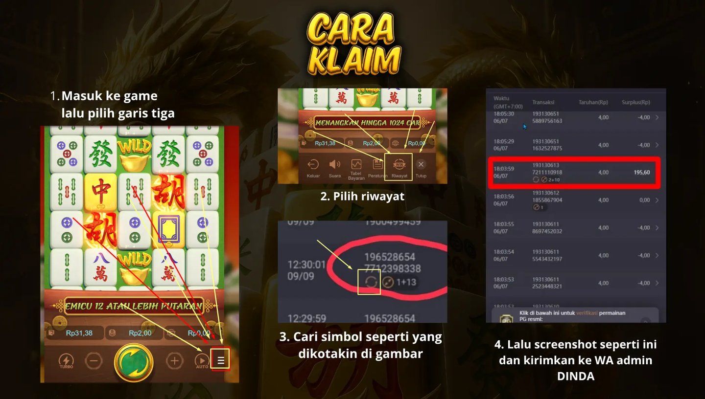 Panduan cara klaim Event Scatter Mahjong Ways di DindaHappy