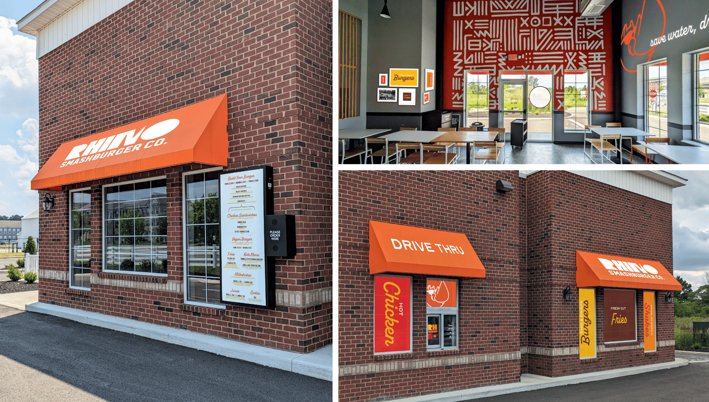 Rhino Smashburger Co. Exterior Restaurant Branding Environmental Graphics