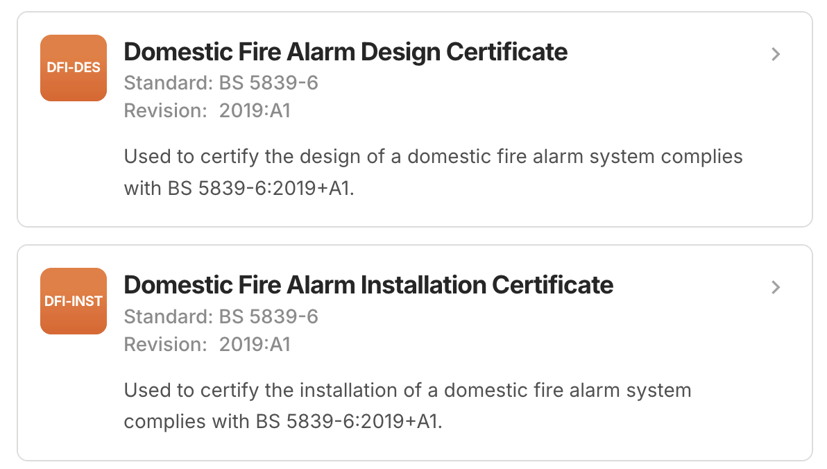 Domestic Fire Alarm Design and Installation certificates Preview