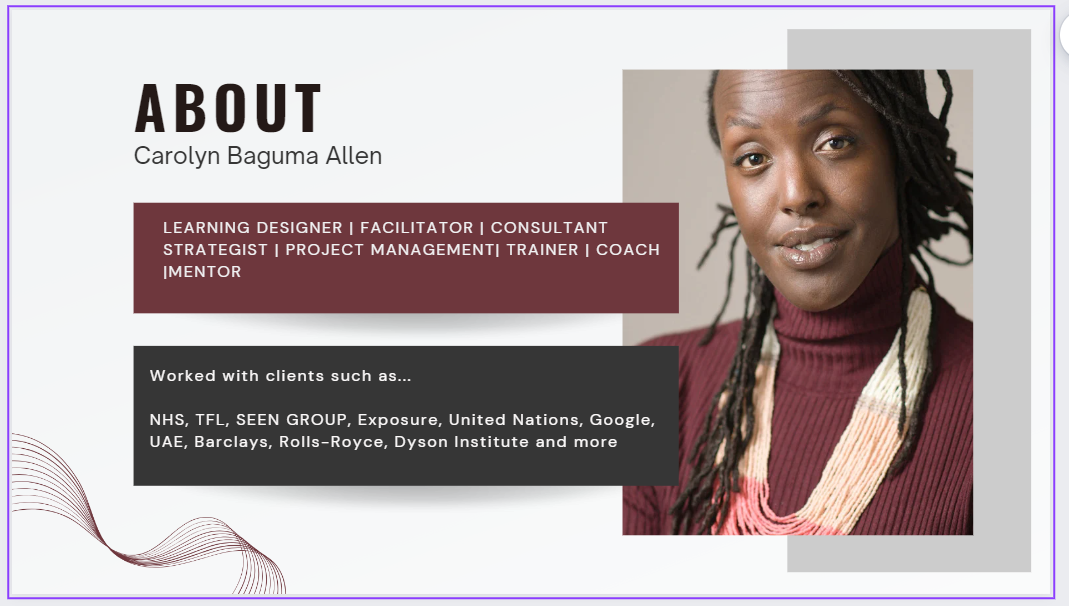 Portrait of Carolyn Baguma Allen smiling.