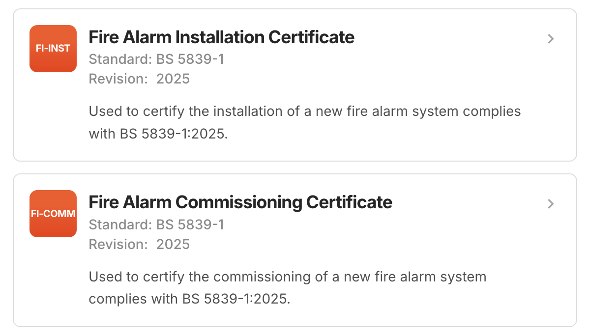 Commercial Fire Alarm Installation and Commissioning Certificates Preview