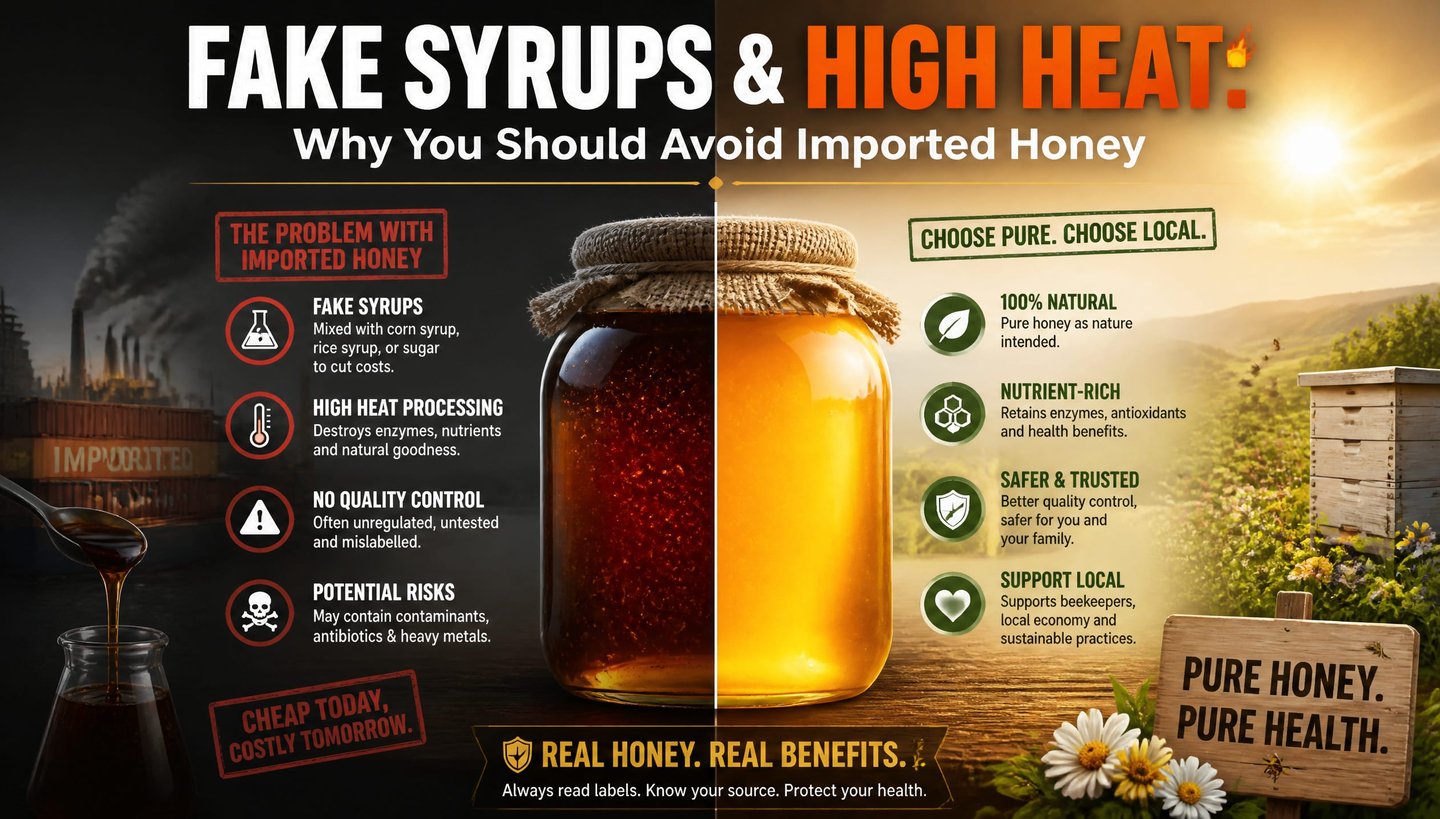 fake syrups and high heat why you should avoid imported honey poster