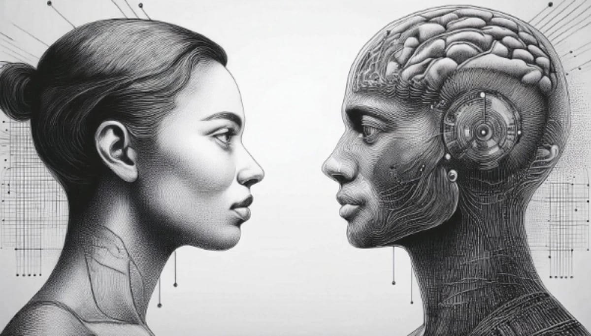 a woman and a man with a brain scans