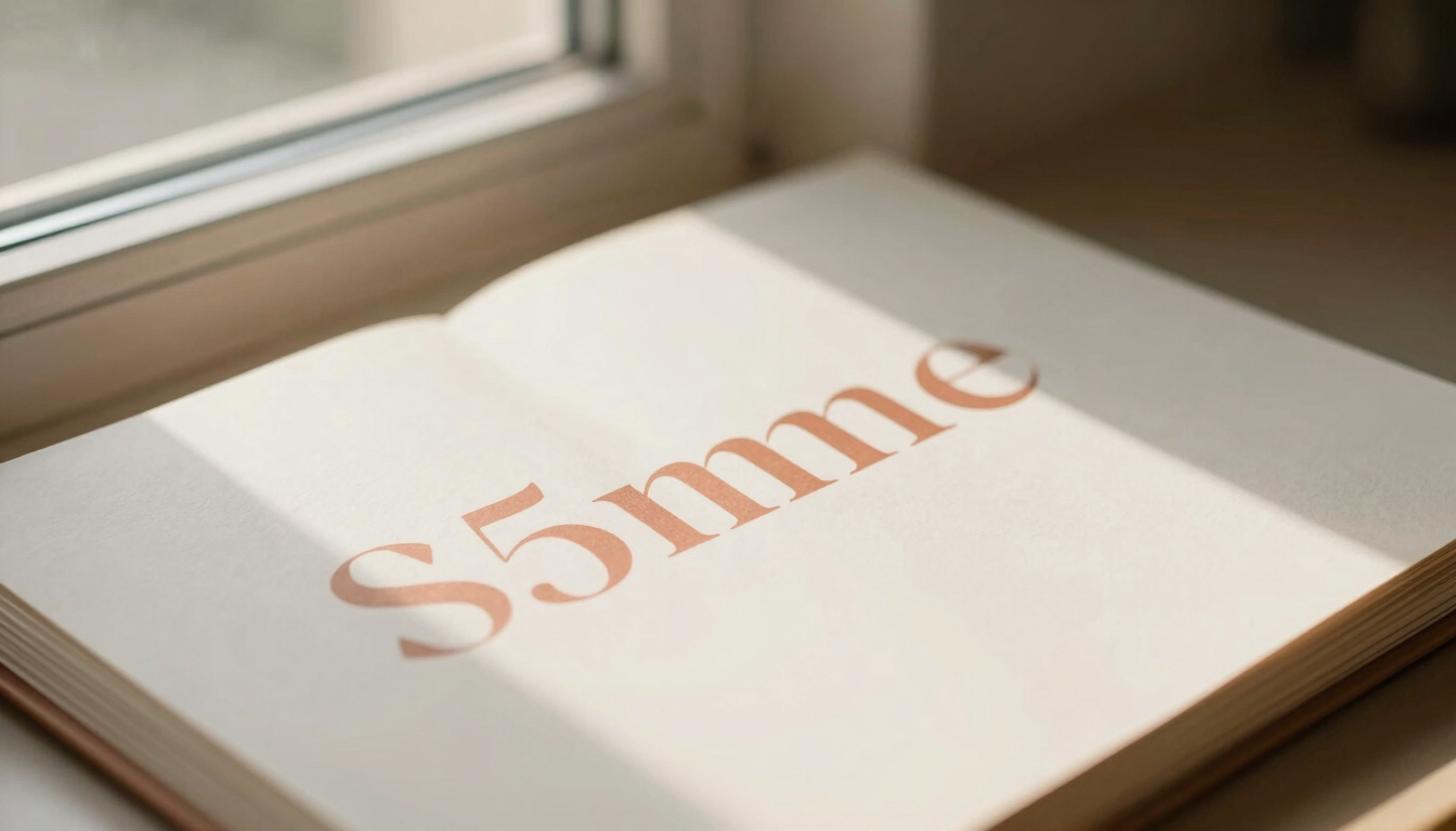 A close-up of a physical print portfolio with clean typography, soft warm window light, 35mm