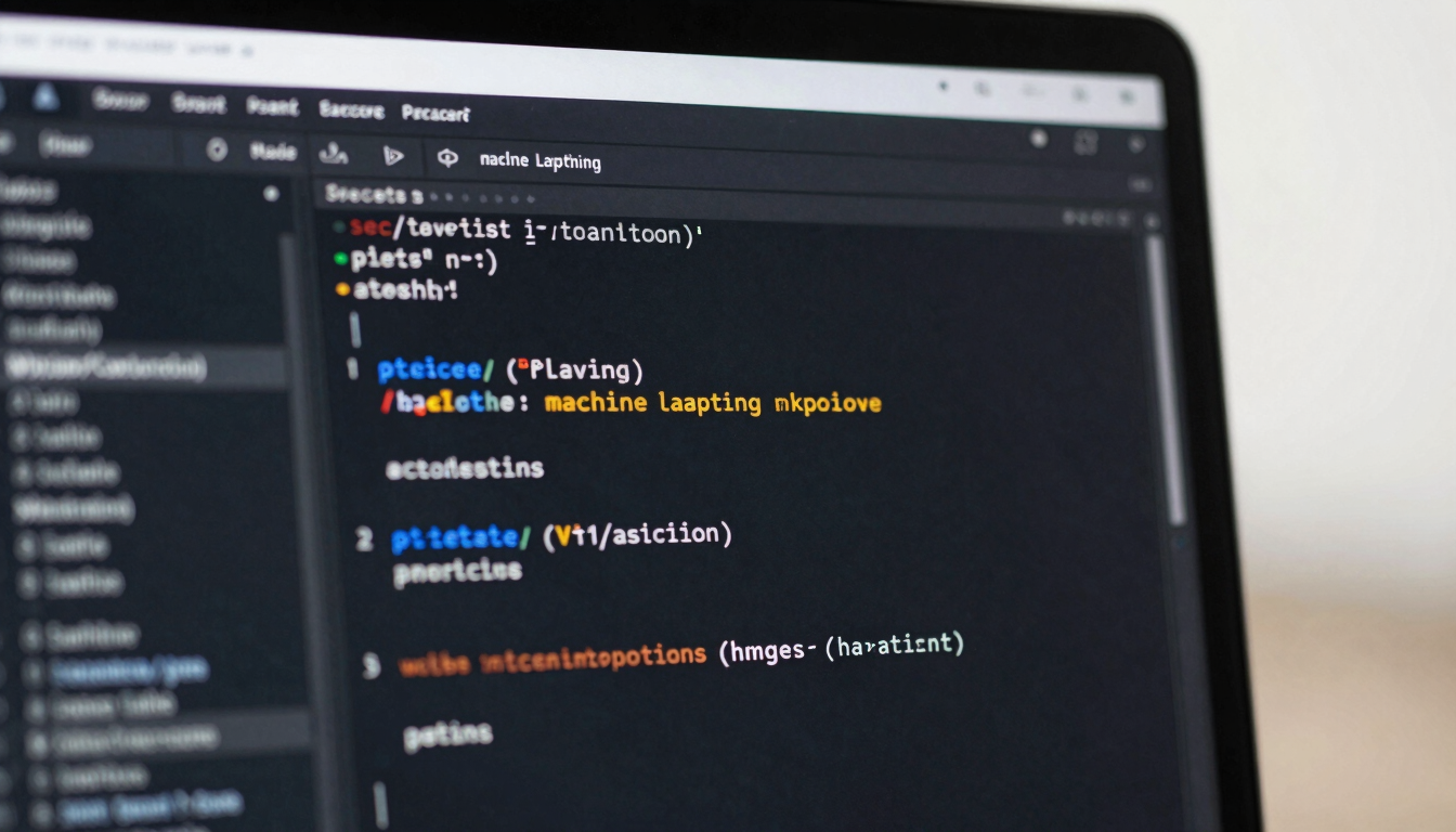 Macro shot of a clean code editor displaying active Python machine learning pipeline architectures, crisp daytime studio lighting.
