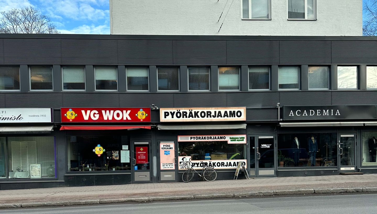 Turun Polkupyörähuolto eli pyöräkorjaamo katunäkymä