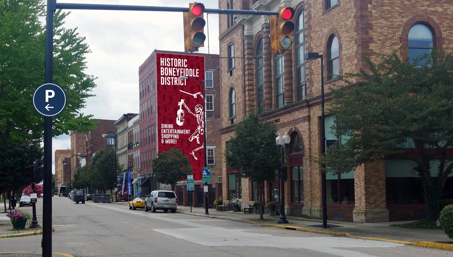 Portsmouth Ohio Boneyfiddle Signage and Placemaking Design