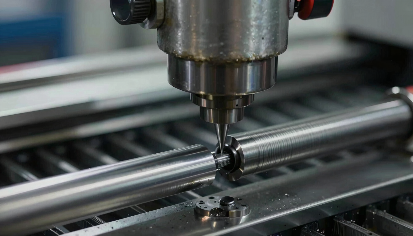 Extreme close-up of a CNC multi-axis wire forming machine head bending heavy steel wire, sharp focus on the contact point, industrial studio lighting.