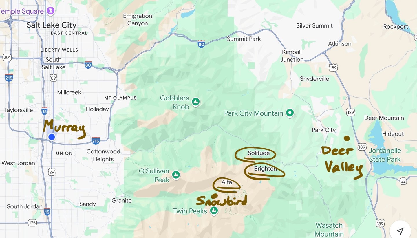 Areas Skied near Salt Lake City 2025