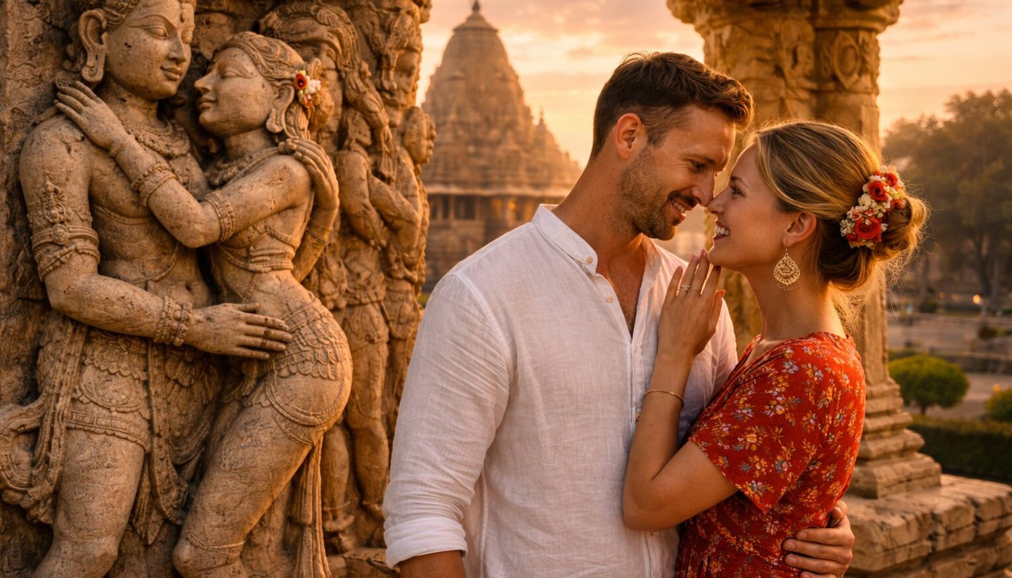 Honeymoon in India in Ancient Khajuraho UNESCO heritage site