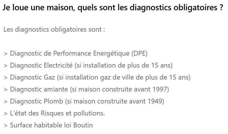 FAQ je loue une maison, quels diagnostics ?