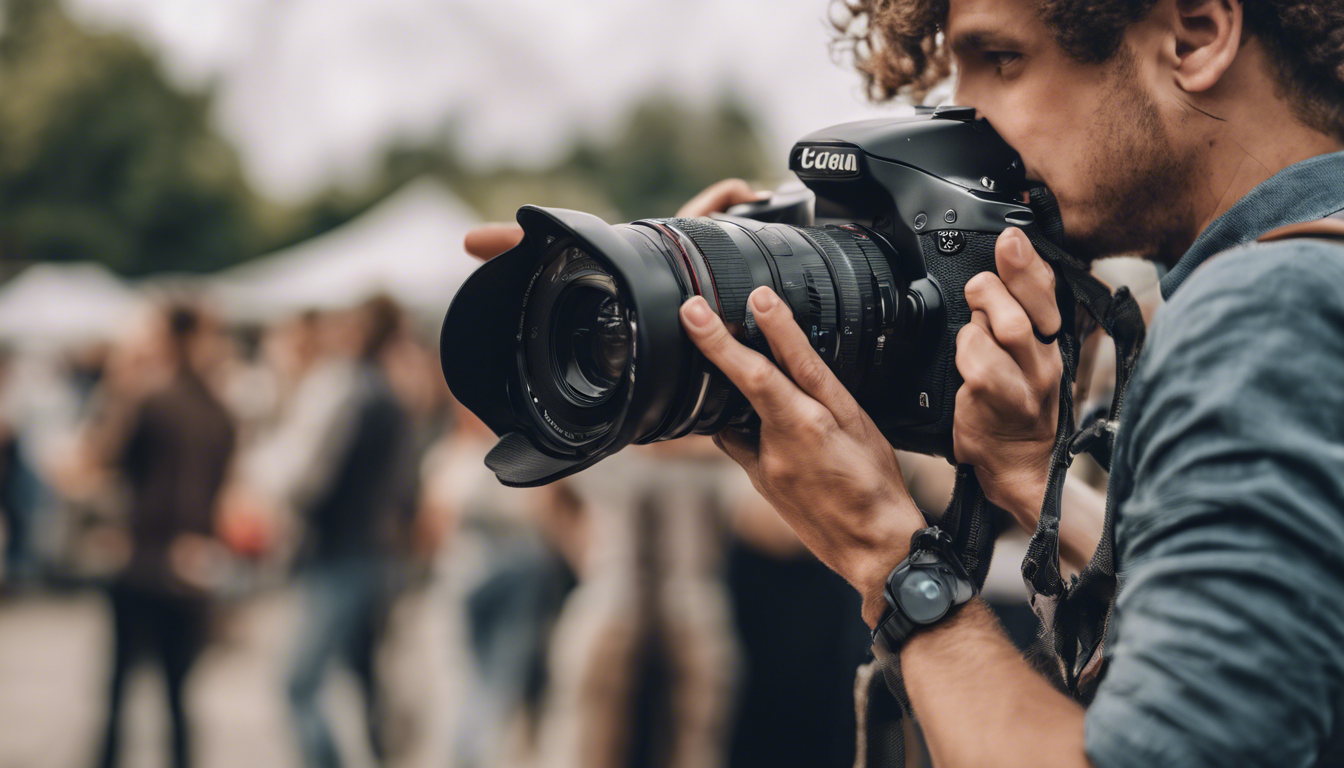a man taking a picture of a camera