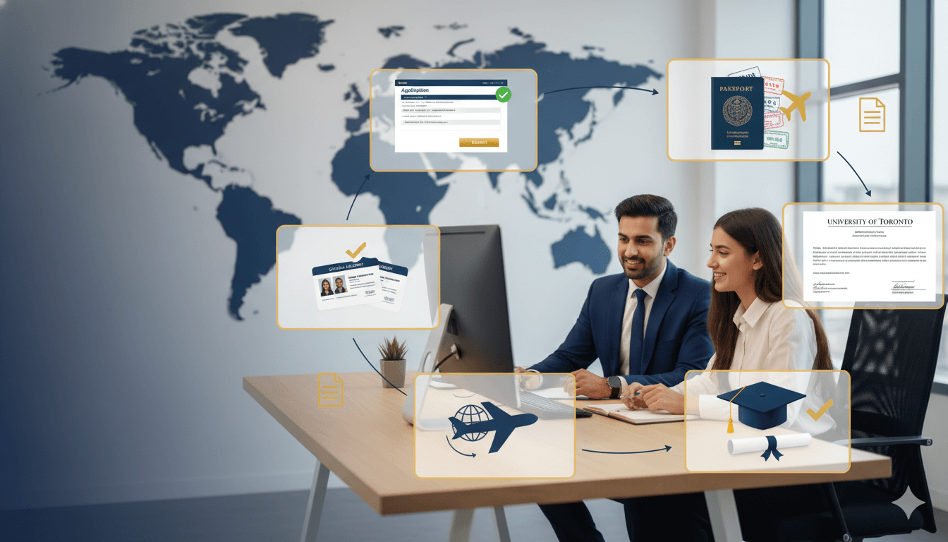 End-to-end study abroad services from application to arrival - 95% visa success rate