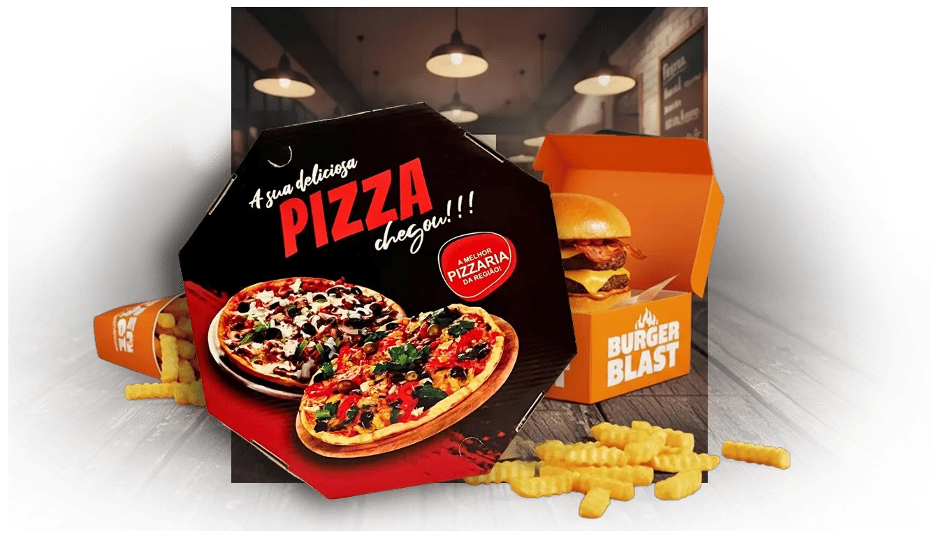 caixa de pizza personalizada hamburguer food nuestra embalagens grafica