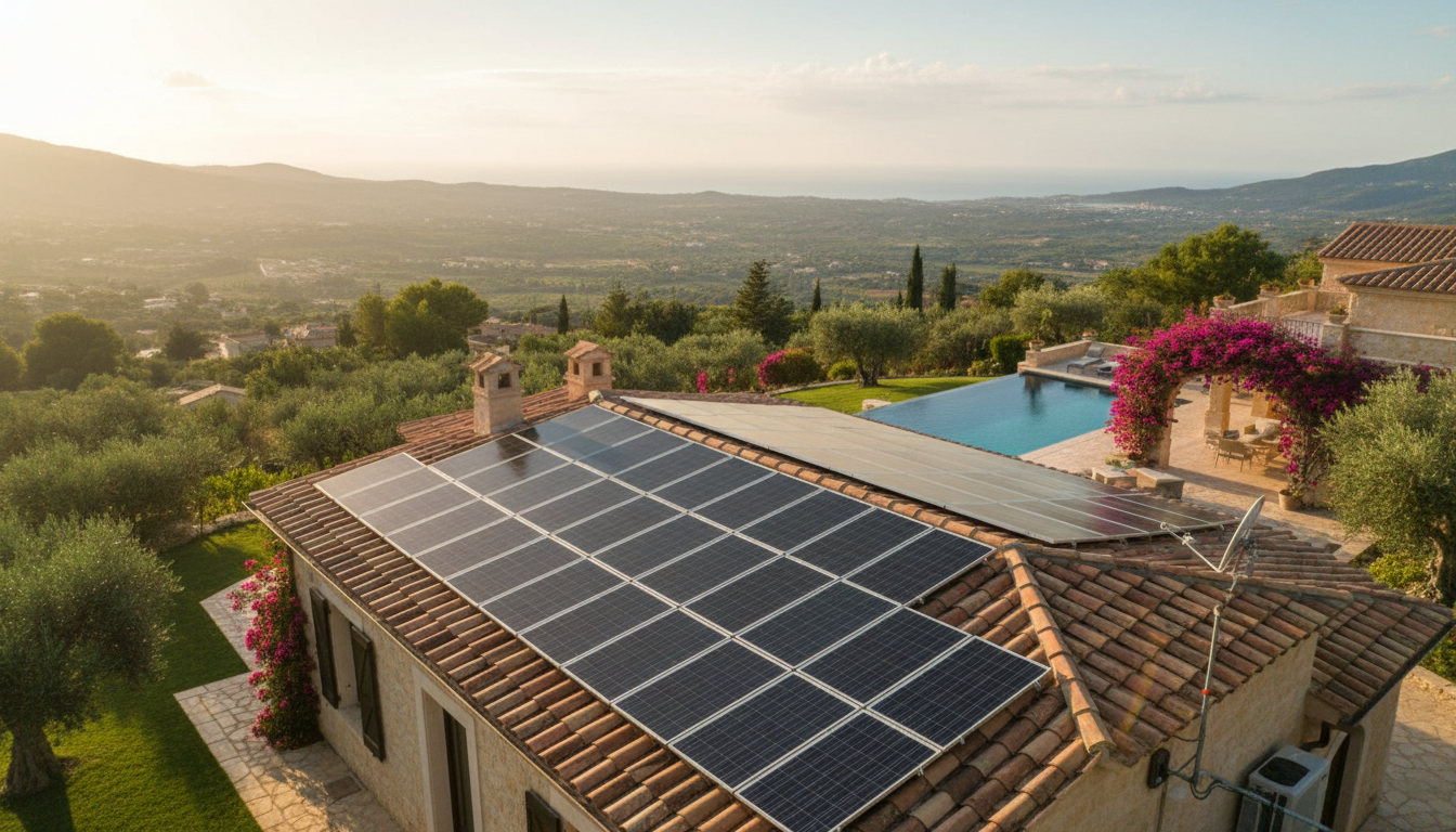 Müstakil ev ve villa için çatı GES sistemi.