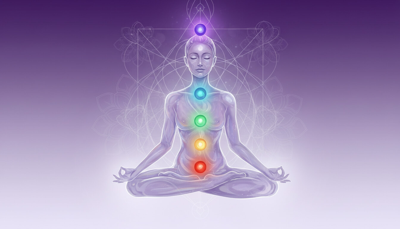  Seven chakras glowing along spine during meditation for energy balance and spiritual wellness