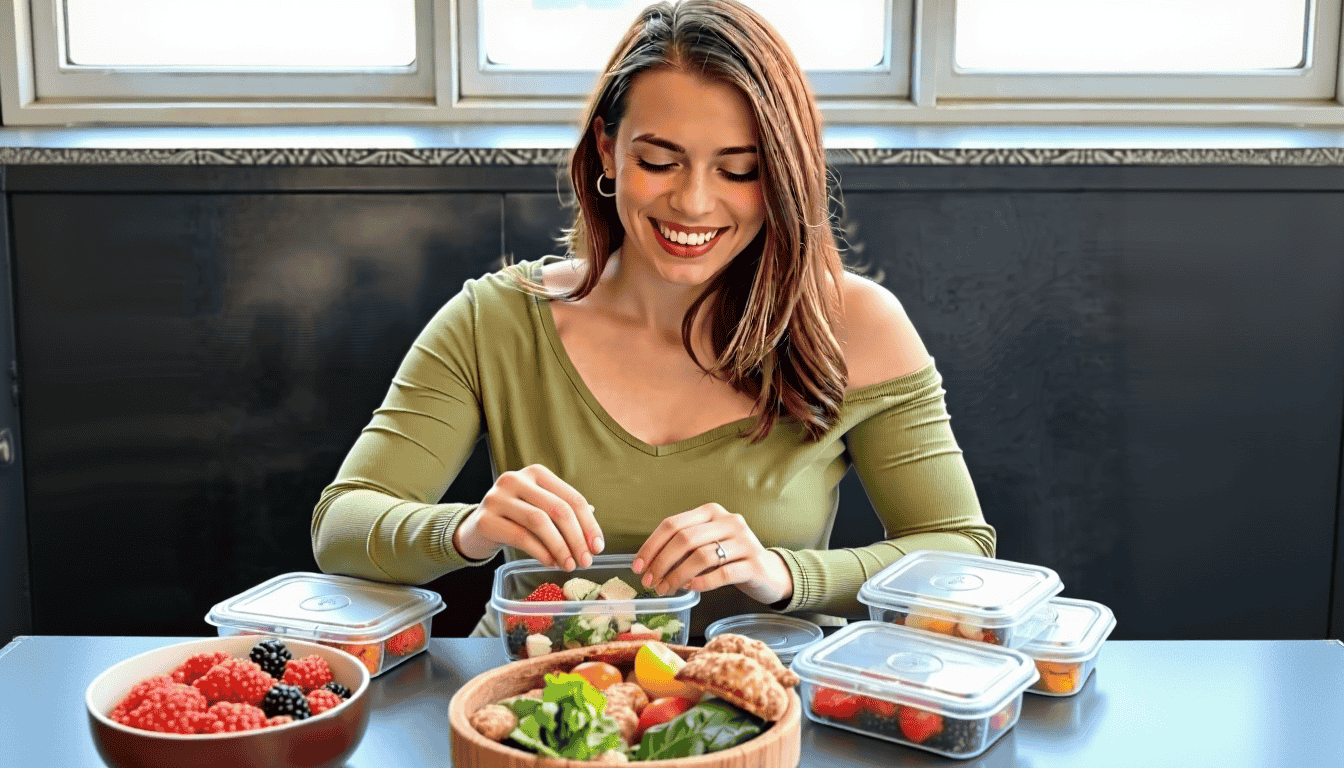 Vanessa in the kitchen about to freeze food